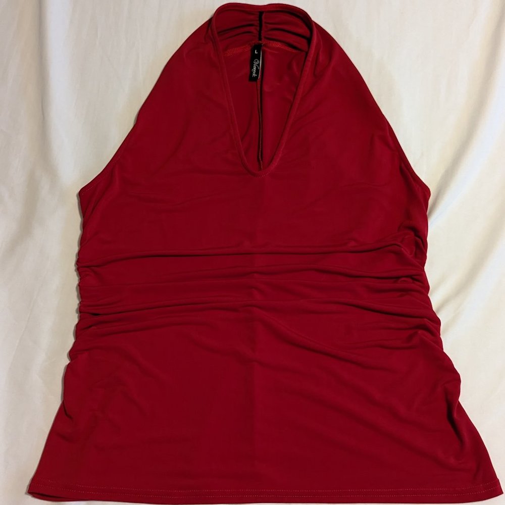 Sleek red halter date night top